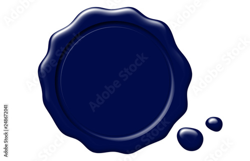 Illustrated blue blank wax seal image on white background