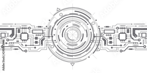  Fantastic circle .Drawing details . Circuit-board-background-technology photo