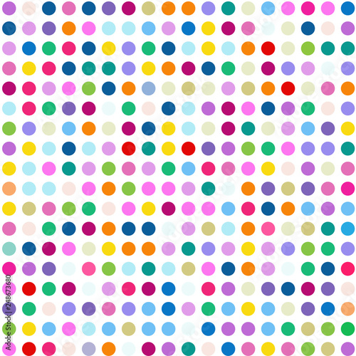 The multicolored dots on white background.