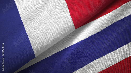 Quadro su tela France and Thailand two flags textile cloth, fabric texture