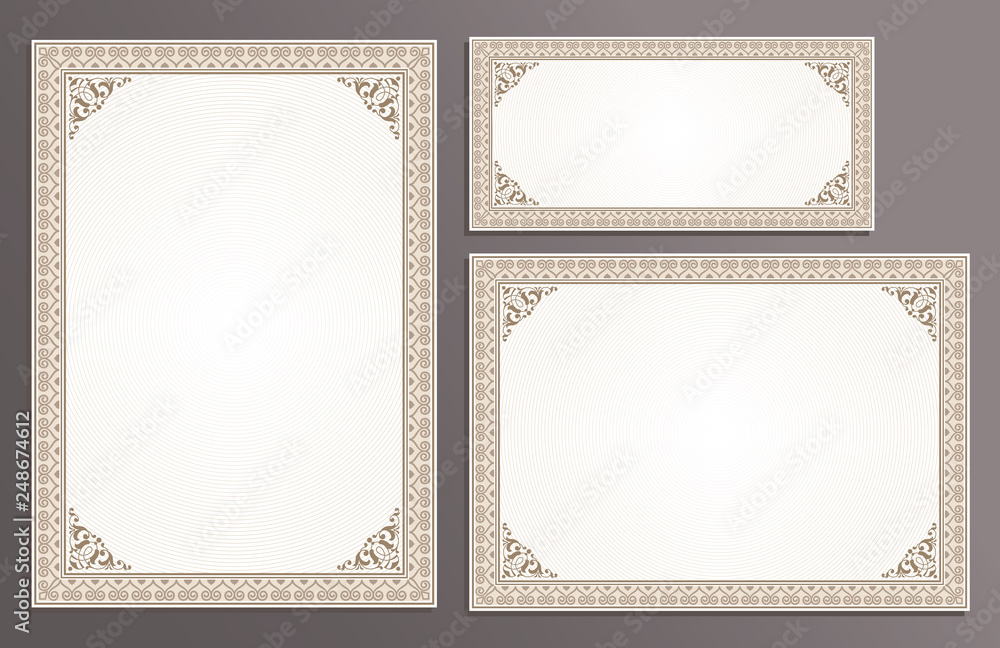 Certificate template frame set