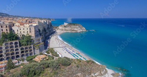 Aerial view of Tropea coasline in Calabria, Italy
