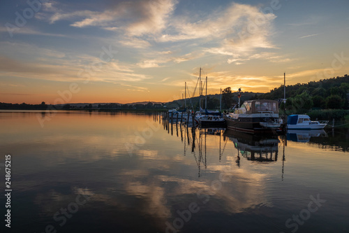 Lake in Sellin at sunset in Ruegen, Germany