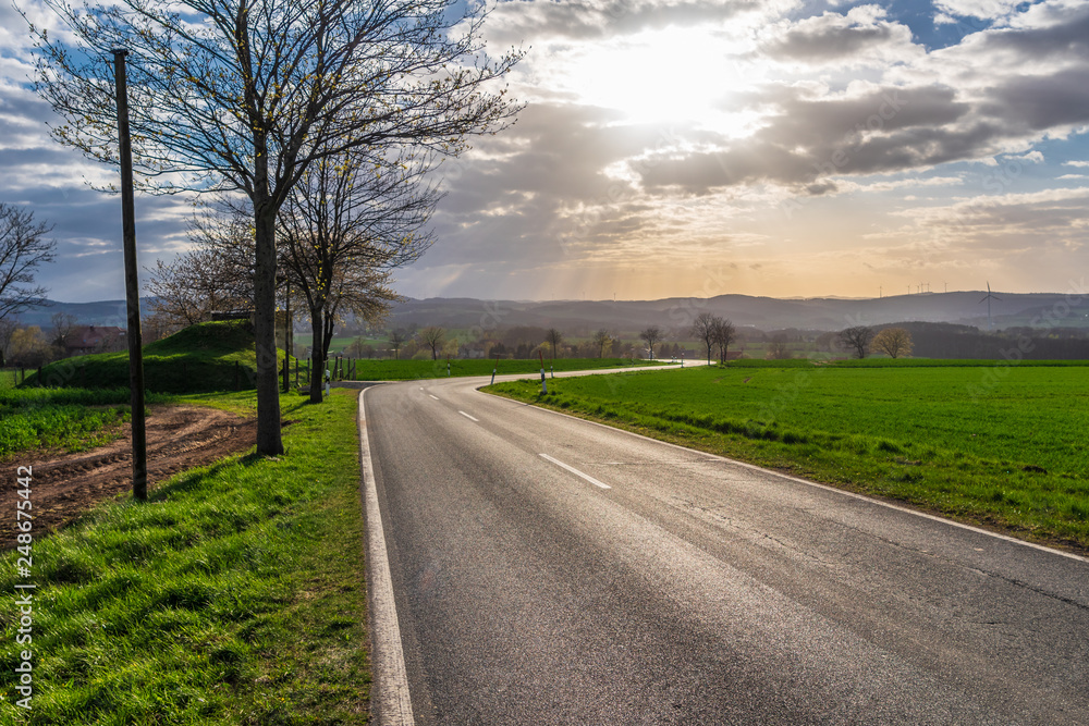 Fototapeta premium The ladscape in Germany in the sunlight