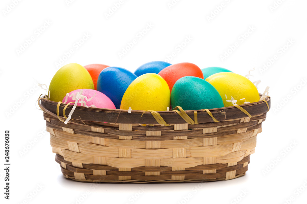 easter eggs in basket easter eggs in basket