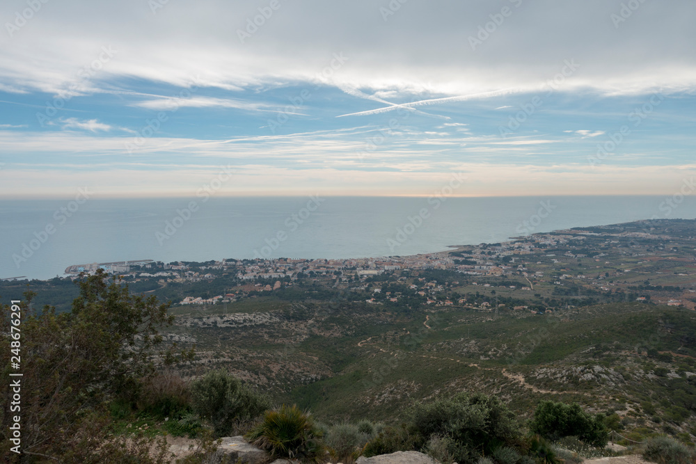 The sea from the top of the mountain in the sierra de irta The sea from the top of the mountain in the sierra de irta