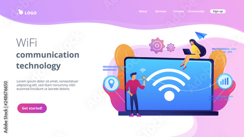 Website vibrant violet landing web page template.
