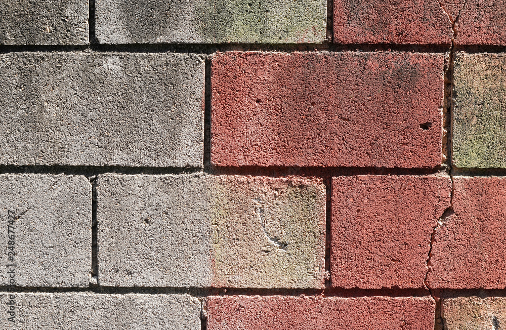 Obraz premium Rough cement block wall texture background partly painted.