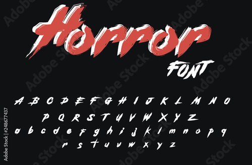 Horror font . Stylized vector alphabet