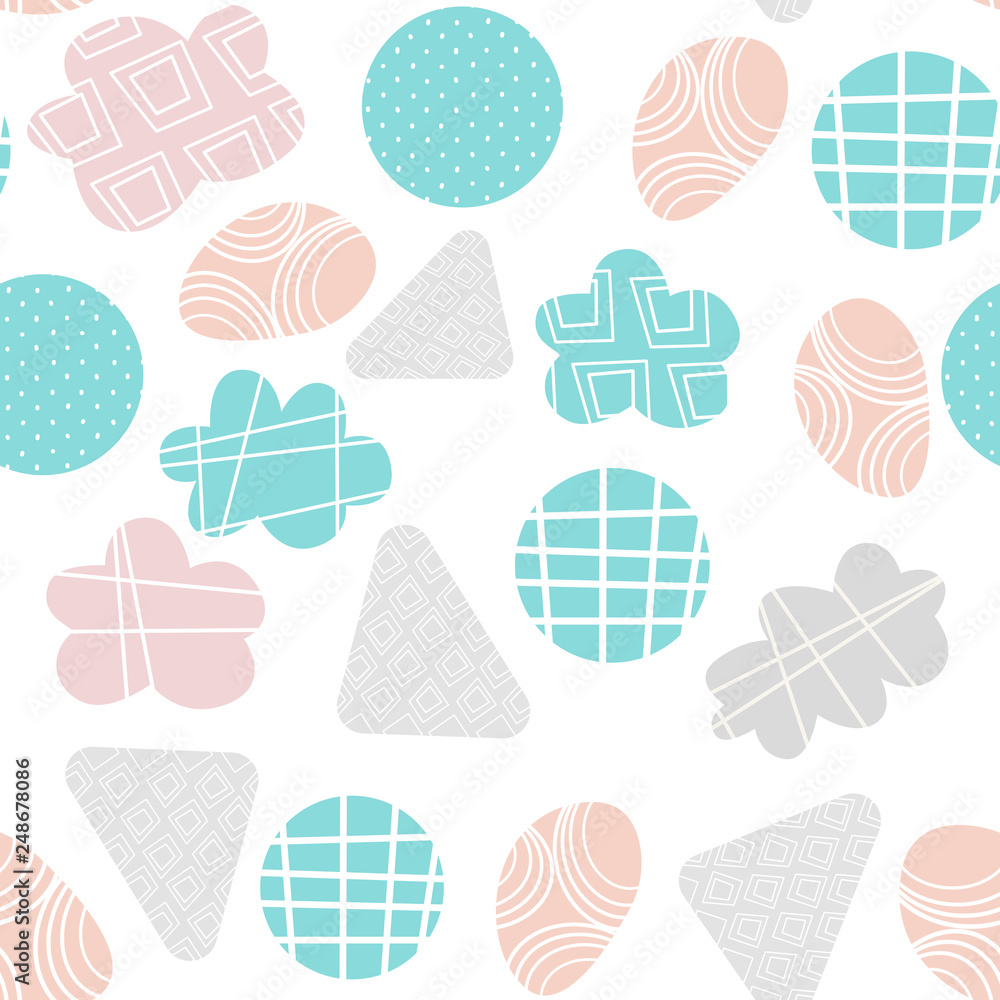 Draw seamless pattern, set background with sky, cloud, emotion and many ...
