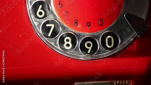Dialing a Number on Retro Rotary Red Phone