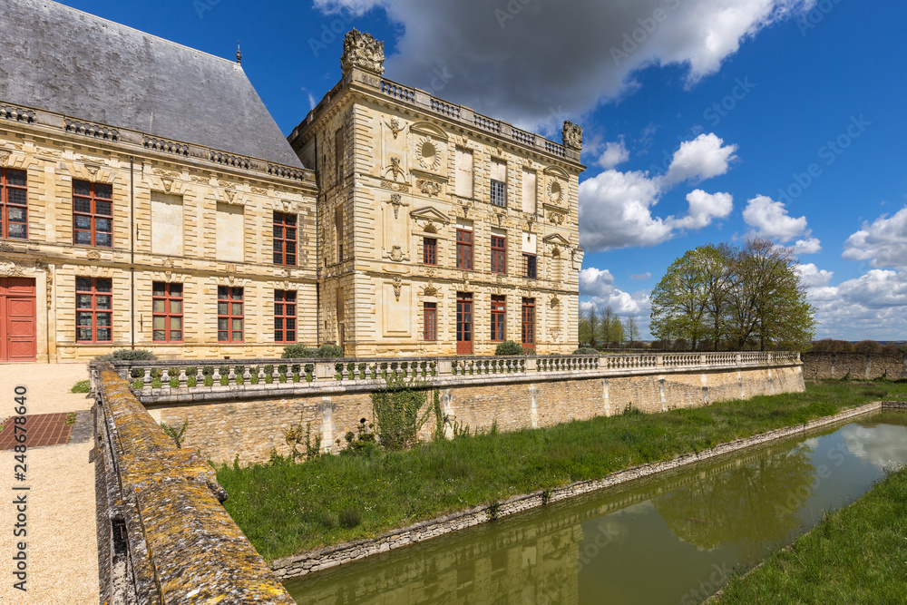 castle oiron with moat in france
