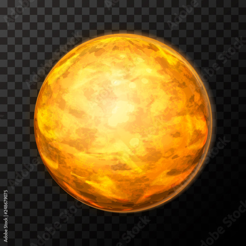 Bright realistic Venus planet with texture, colorful globe on transparent