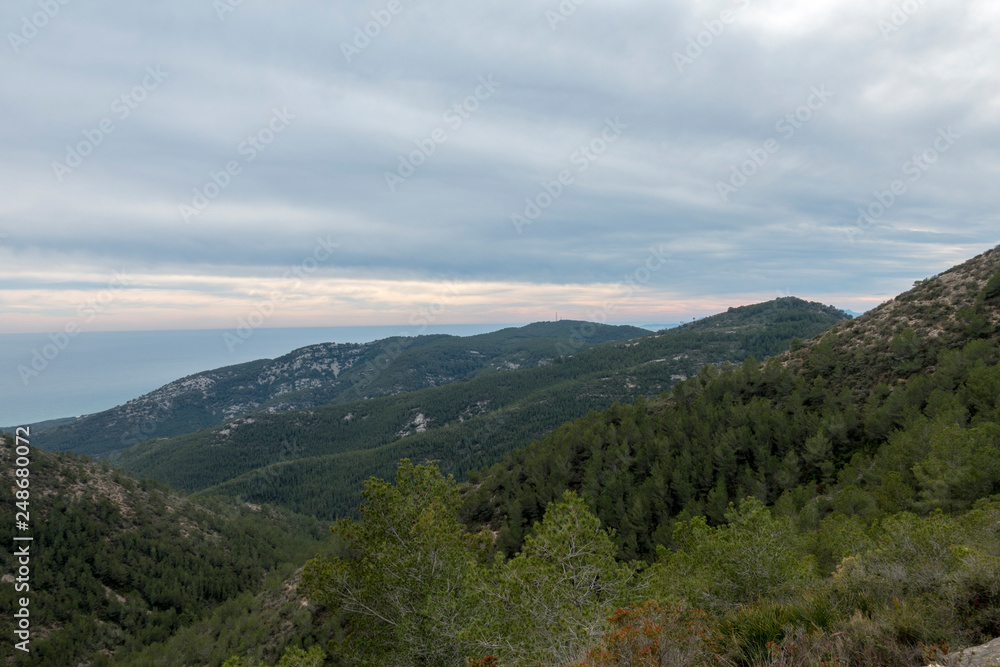 The sea from the top of the mountain in the sierra de irta
