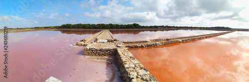 natural Park. reserve of the formentera saltworks. pink and red colors photo