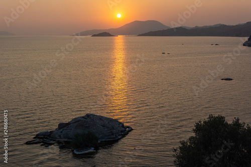 Sunset at Bafa Lake in Turkey. photo