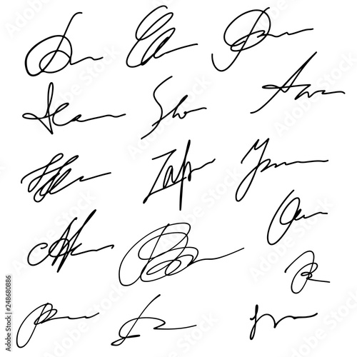 Hand drawn abstract signature set, business sign photo