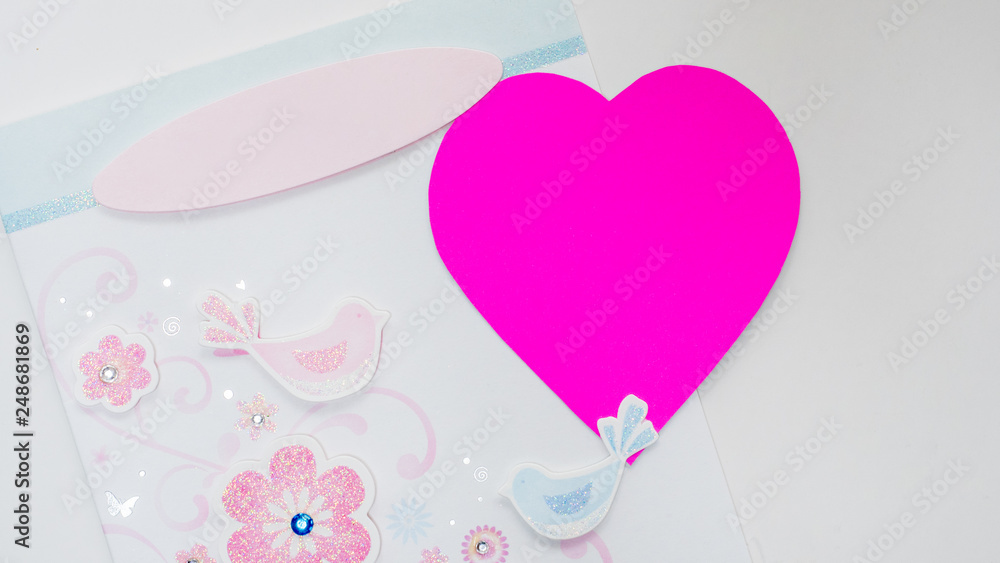 paper heart and card valentine