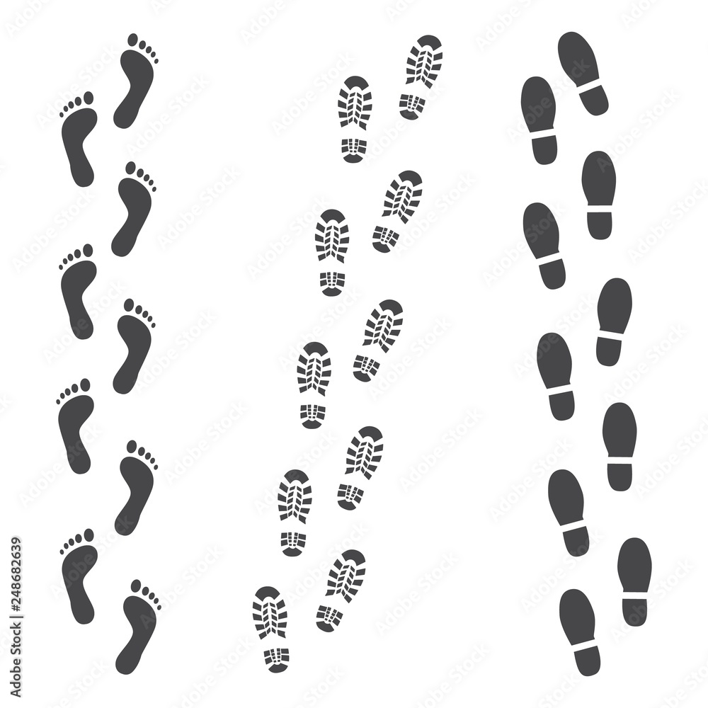 Vector abstract footwear flat footprint black icon Vector abstract footwear flat footprint black icon
