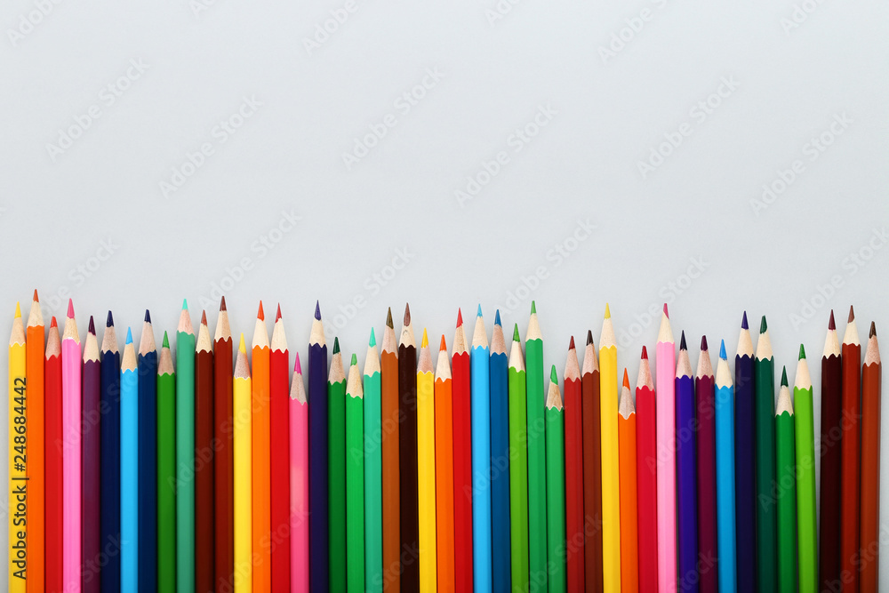 Colored pencils on grey background Colored pencils on grey background