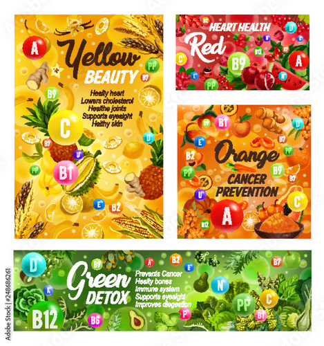 Rainbow diet vitamins, healthy food nutrition