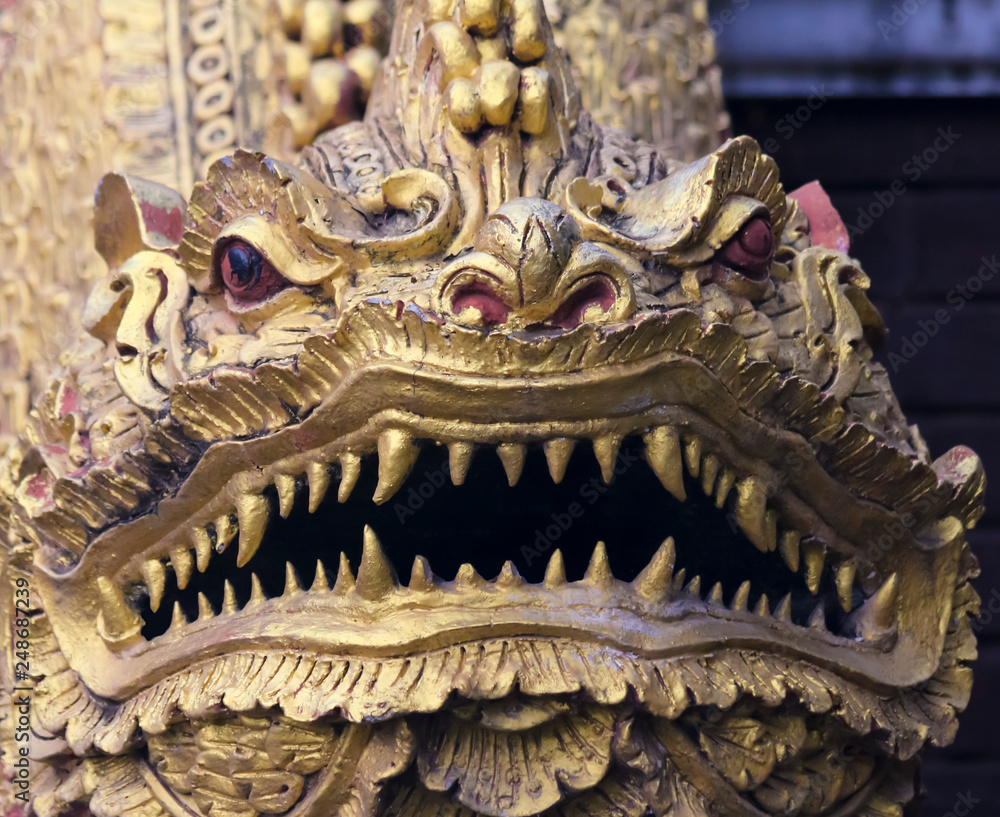 Fototapeta premium A Dragon of Wat Chedi Liam, Wiang Kum Kam, Chiang Mai, Thailand