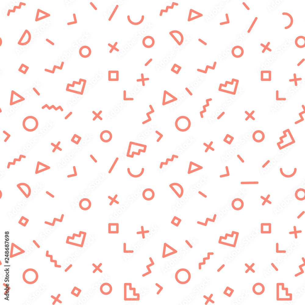Living coral abstract memphis seamless pattern. Living coral abstract memphis seamless pattern.
