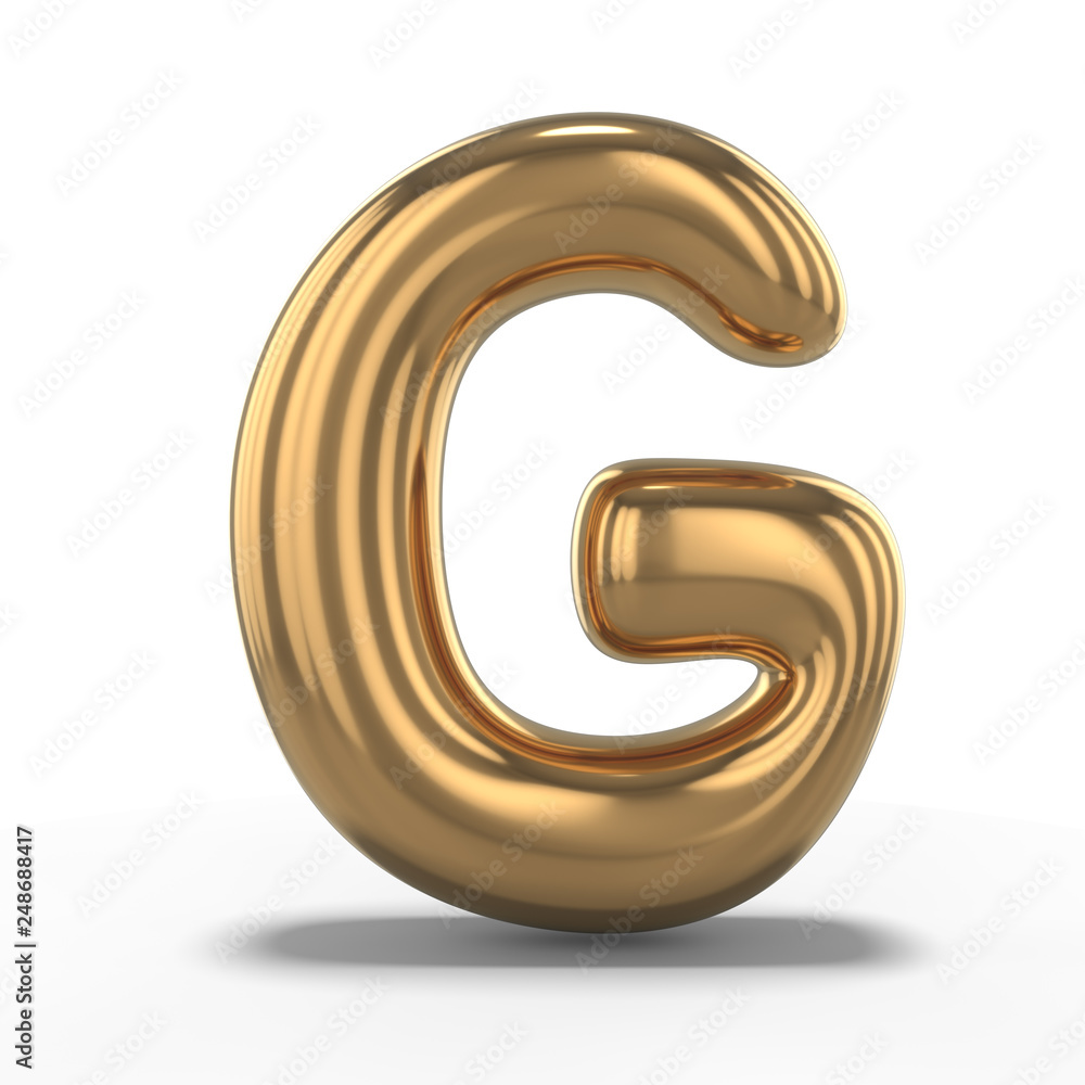 Letter G made of inflatable balloon isolated on white background. 3D Letter G made of inflatable balloon isolated on white background. 3D