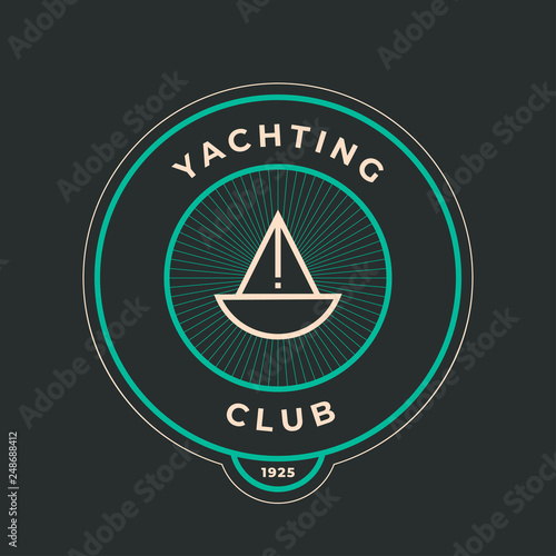 Yachting club logo set. Yachting, yahct club logo set with boad, sail and yacht. Yacht sport yachting club set. Vector illustration.