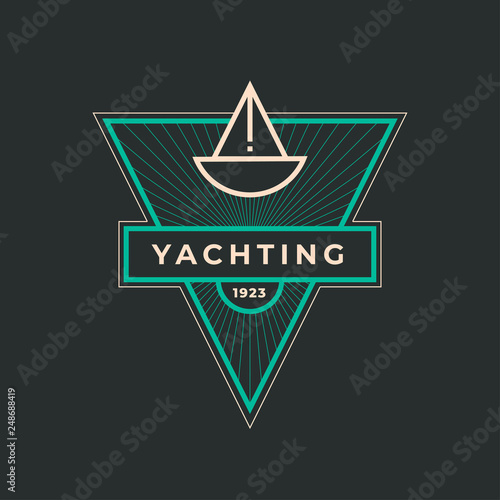 Yachting club logo set. Yachting, yahct club logo set with boad, sail and yacht. Yacht sport yachting club set. Vector illustration.