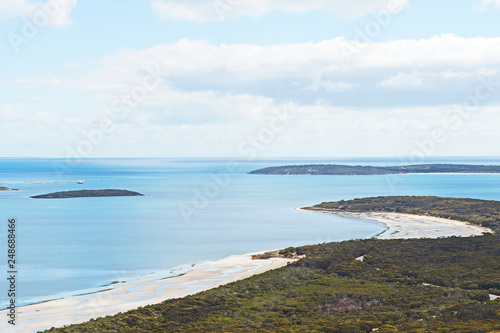 Fototapeta Naklejka Na Ścianę i Meble -  A view from Stamford Hill in Australia's Lincoln national park shows pristine beaches and blue waters.