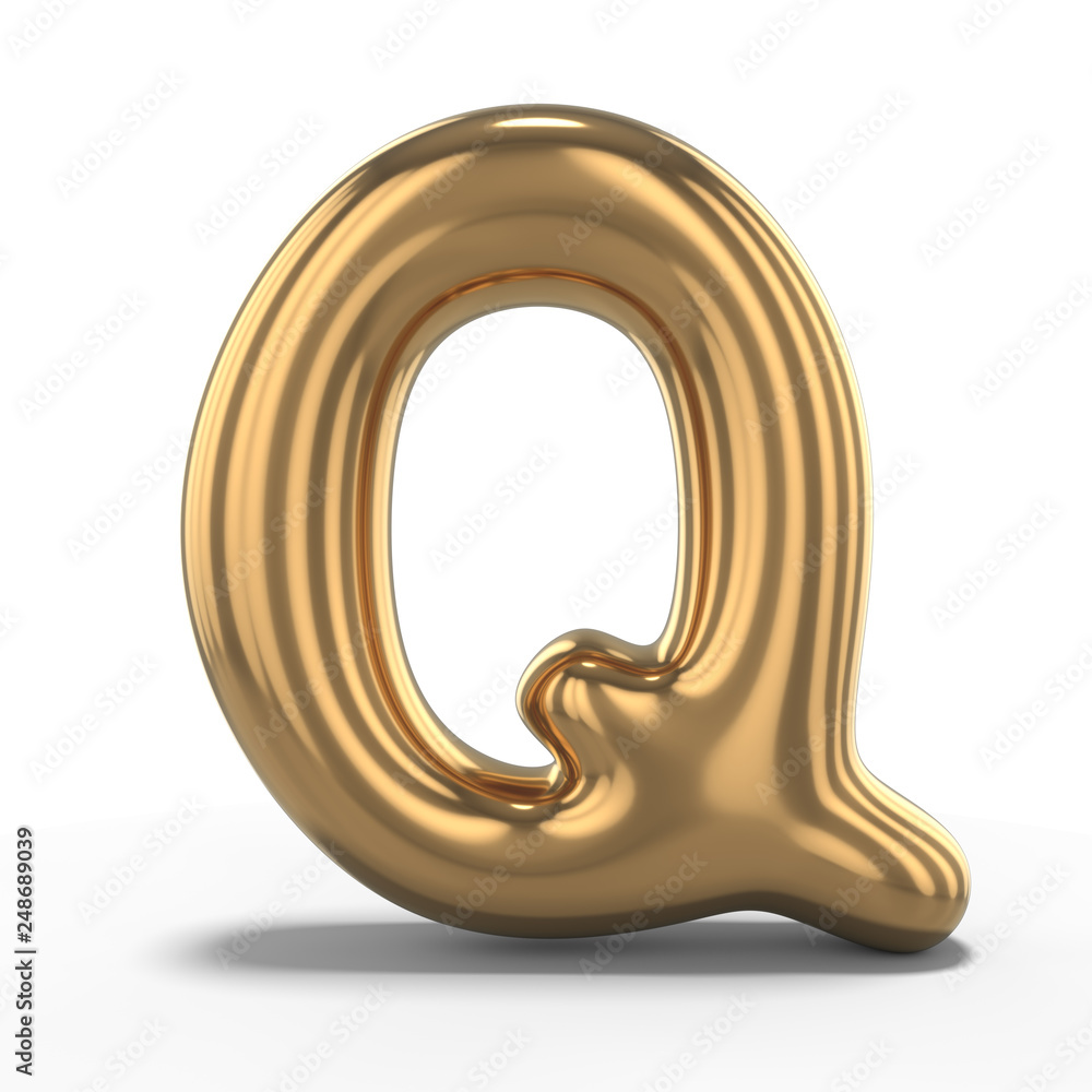 Letter Q made of inflatable balloon isolated on white background. 3D Letter Q made of inflatable balloon isolated on white background. 3D