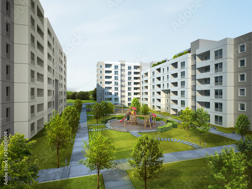 apartment blocks with playground