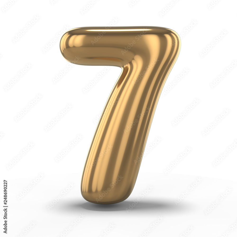 Number seven made of inflatable balloon isolated on white background. 3D Number seven made of inflatable balloon isolated on white background. 3D