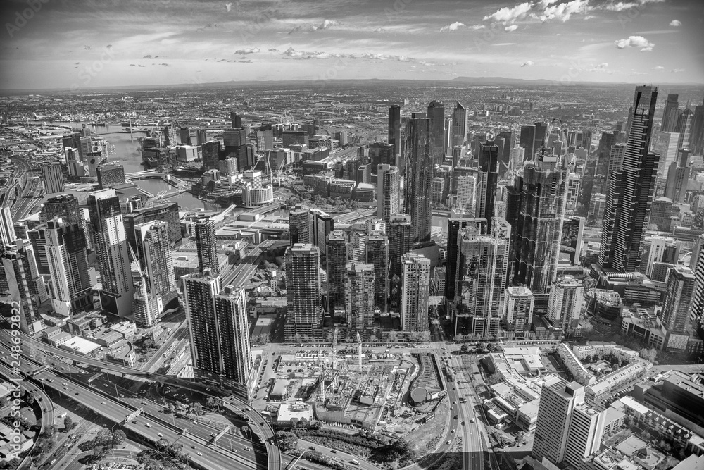 Aerial view of Melbourne from helicopter, Australia Aerial view of Melbourne from helicopter, Australia