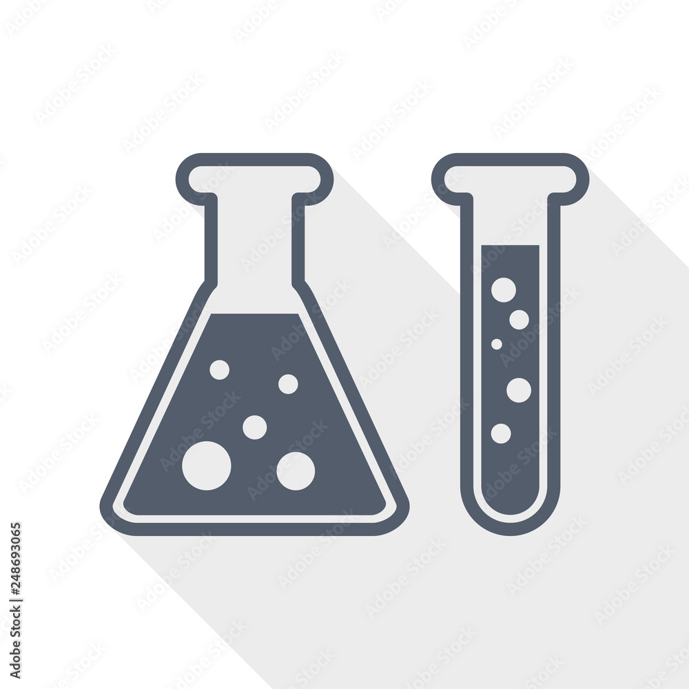 Chemical flask and test tube icon, vector illustration Chemical flask and test tube icon, vector illustration