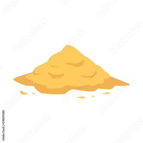 Sand heap in flat style isolated on white background.