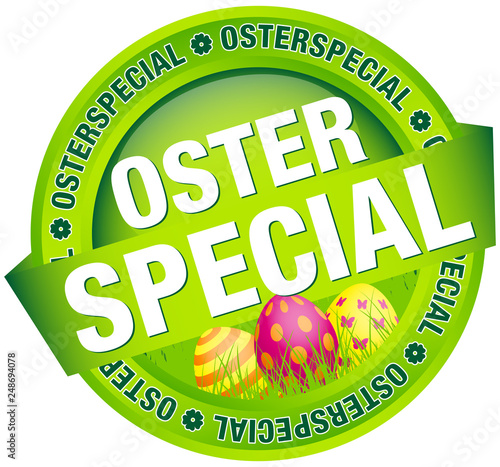 Button Banner "Osterspecial" Ostereier Grün/Pink