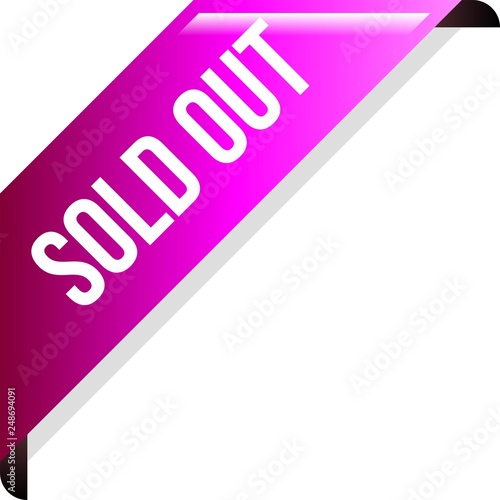 Corner Ribbon Sold Out Banner Vector, Illustration
