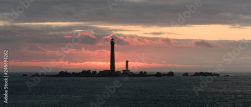 Sunset, France, Brittany, Department Finistere, Ile Vierge, Lighthouses	