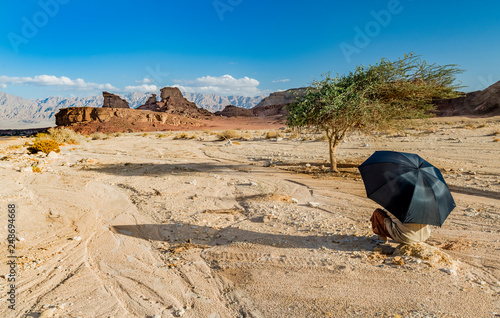 Vacation in geological formation in Timna park, Israel. It is located 25 km n...