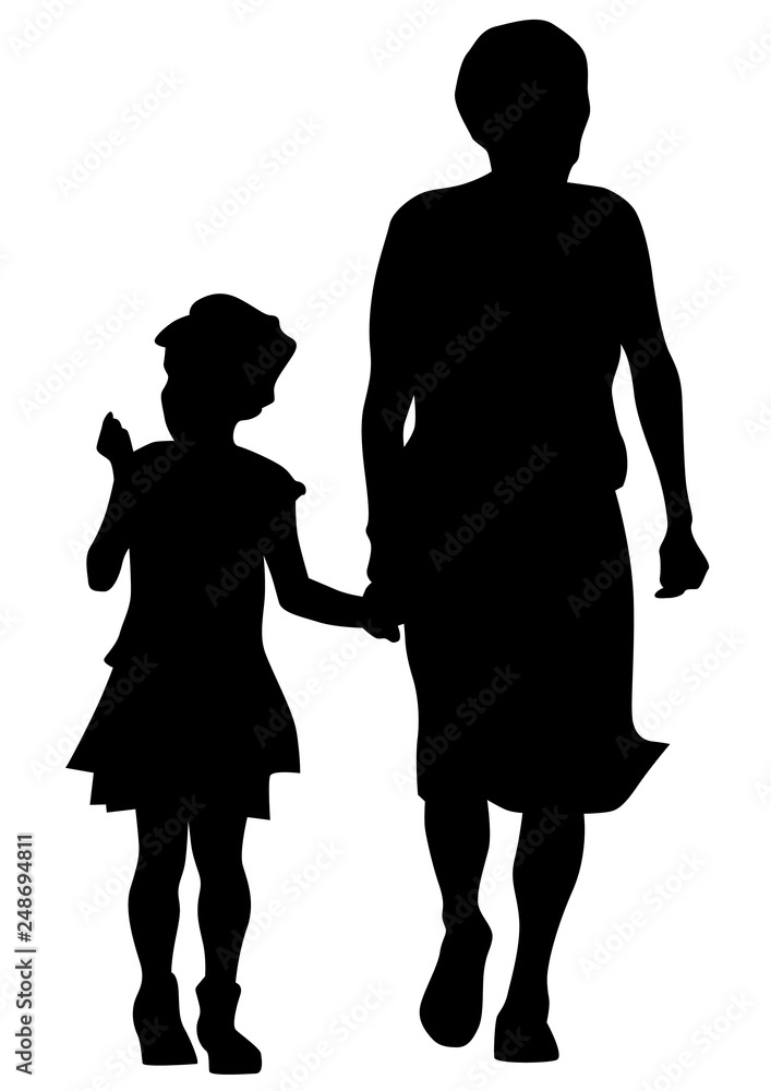 Mature with little child on white background