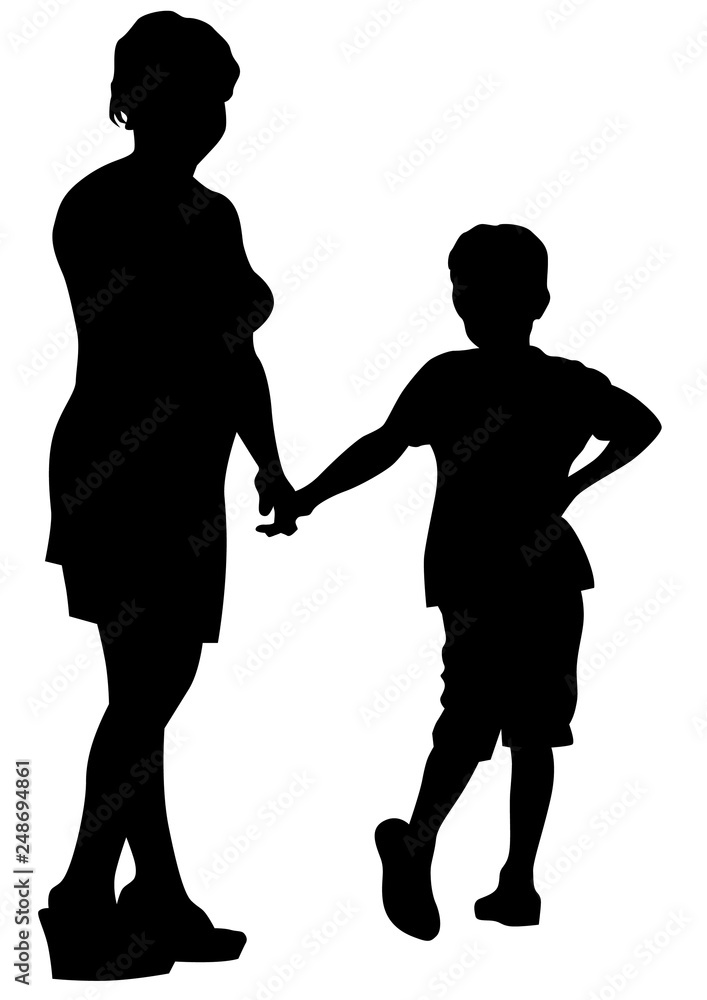 Mature with little child on white background Mature with little child on white background
