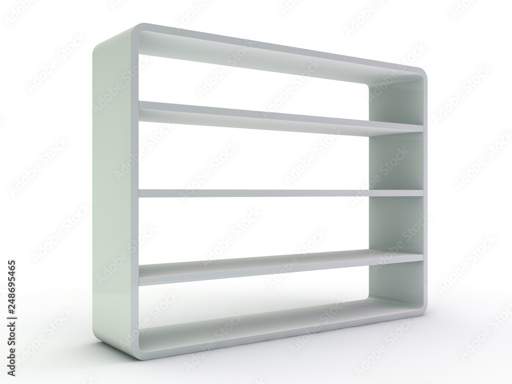 White empty closet. A cupboard with shelves. 3D White empty closet. A cupboard with shelves. 3D