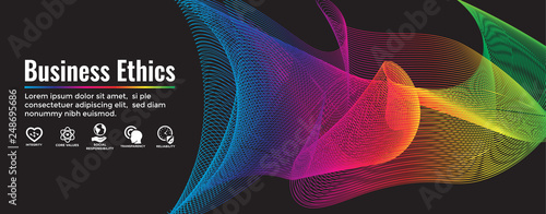 Business Ethics Web Banner and Icon Set with Honesty, Integrity, Commitment, and Decision