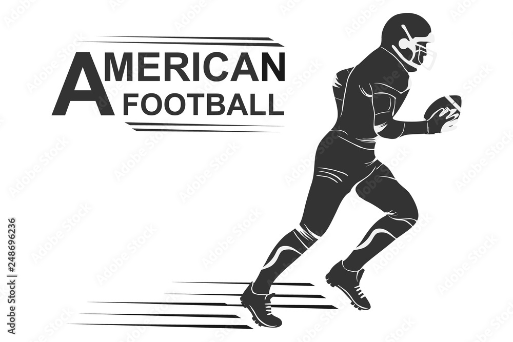 Running american football player logo silhouette. American football Logo designs template. American football icon.