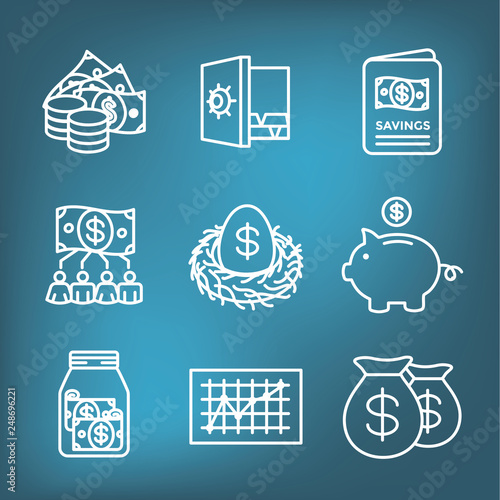 Retirement Account and Savings Icon Set w Mutual Fund, Roth IRA, etc