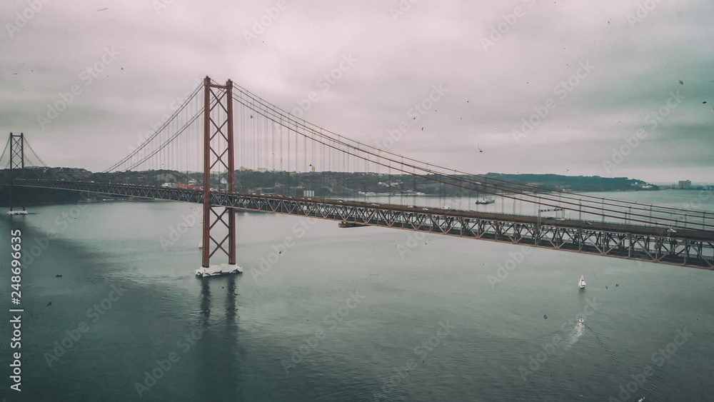 April 25 Bridge in Lisbon, aerial view April 25 Bridge in Lisbon, aerial view