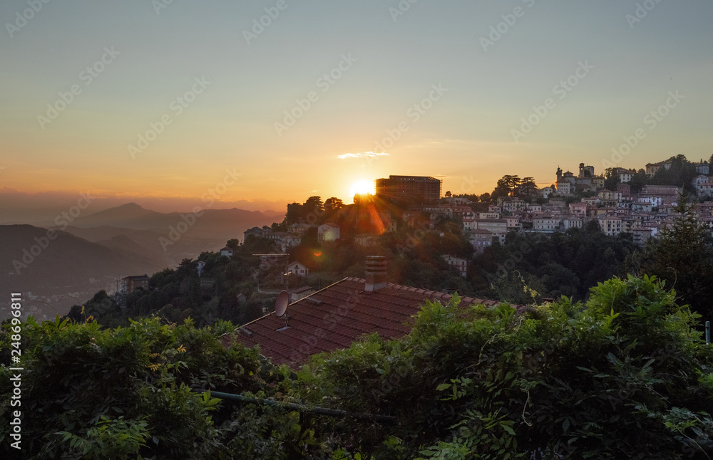 Brunate - Italy, a small mountain village overlooking the Como lake at sunset