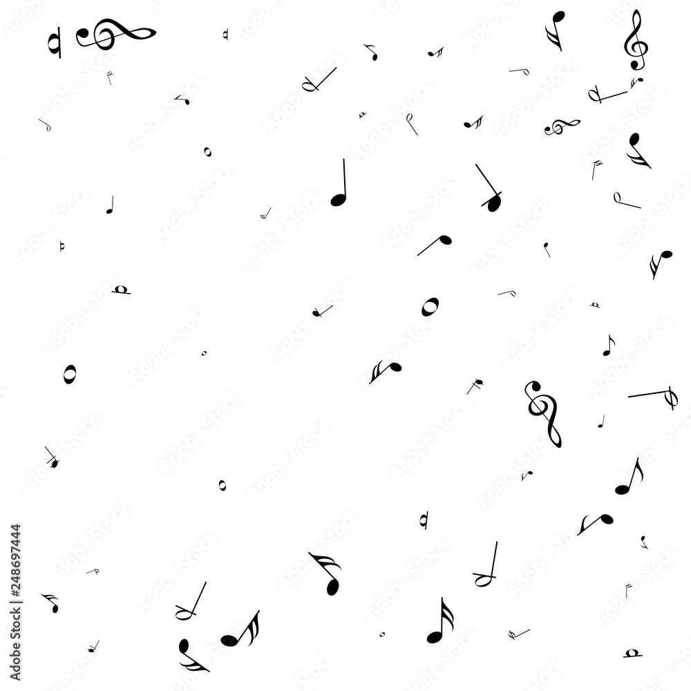 Obraz premium Music notes. Mensural musical notation. Black notes symbols. Music staff.